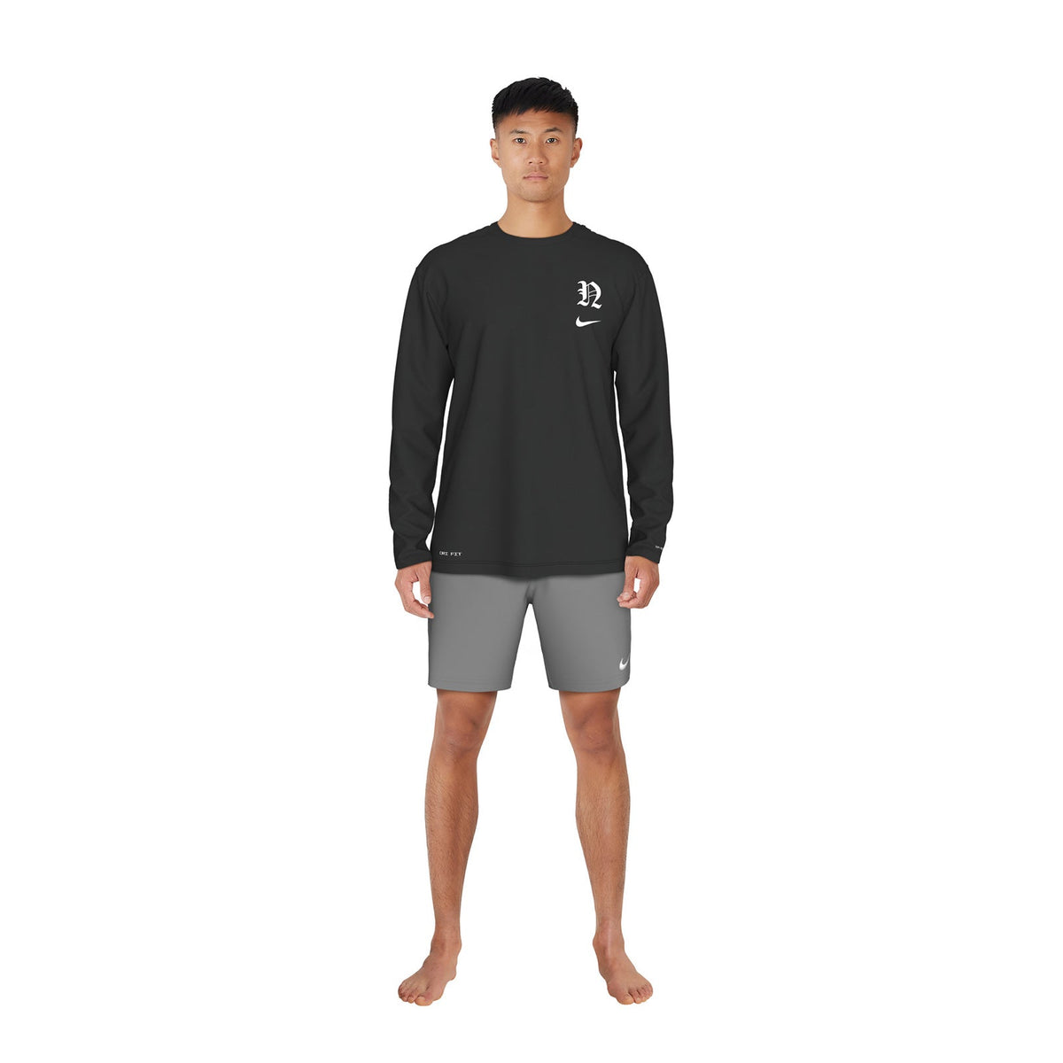 Nike Swim Men&#39;s Gothic Letter Long Sleeve Hydroguard Top