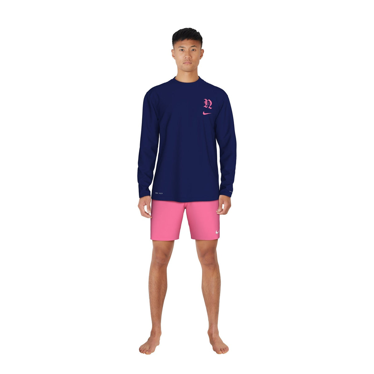 Nike Swim Men&#39;s Gothic Letter Long Sleeve Hydroguard Top