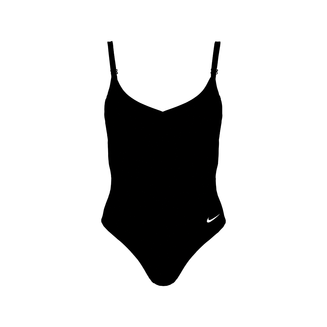 Black swimsuit with thin straps on a white background